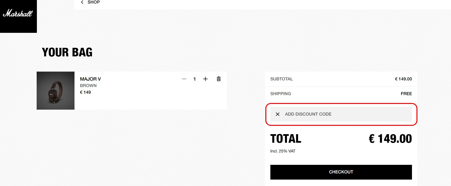 Marshall discount code