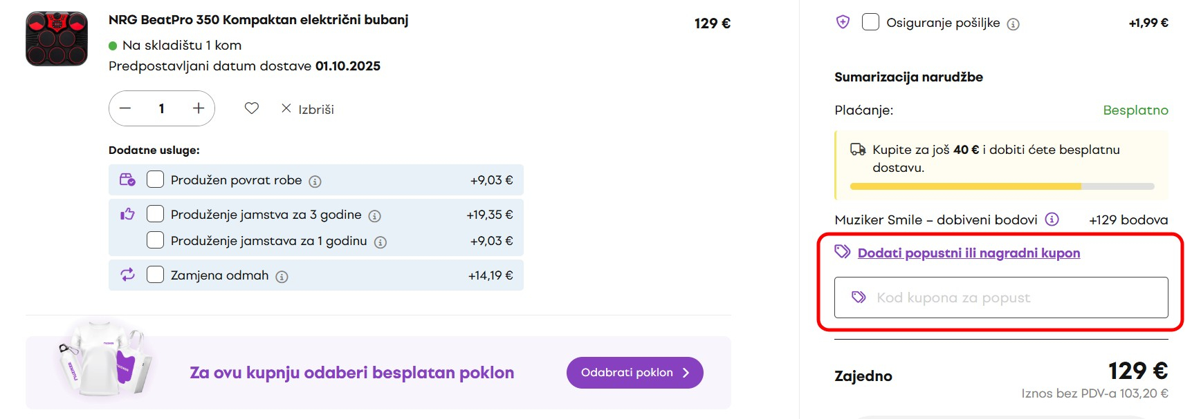 Muziker kod za popust