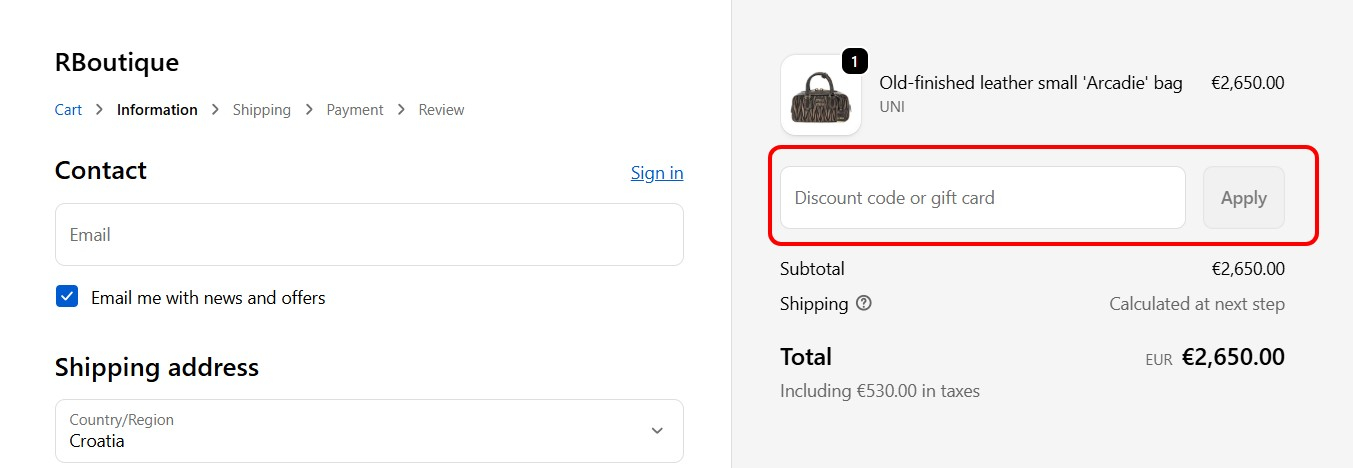 rboutique discount code