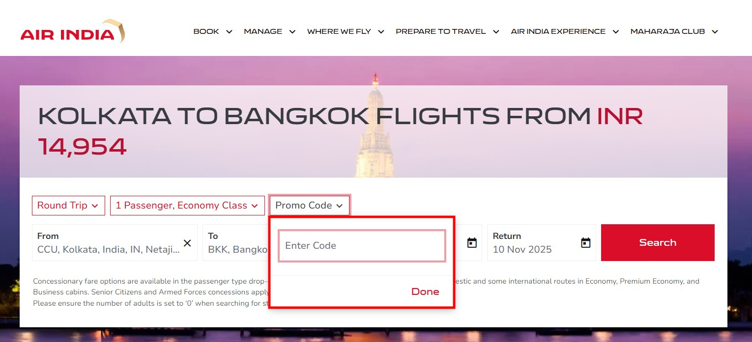 Air India kupon kod